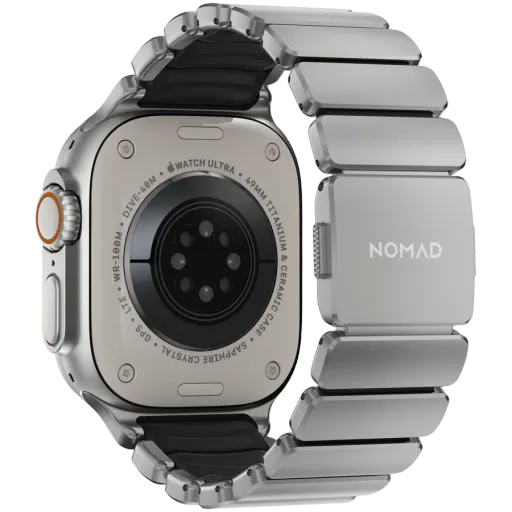 NOMAD Band Extension for Apple Watch 42/44/45/49 mm, Natural Titanium/Black