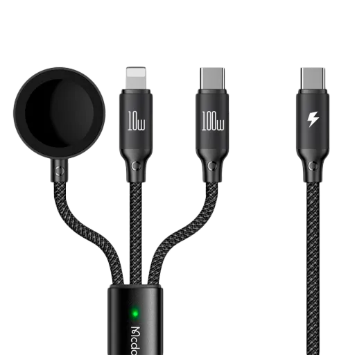 MCDODO USB-C to Lightning/USB-С/MagSafe, Black, 1.2m