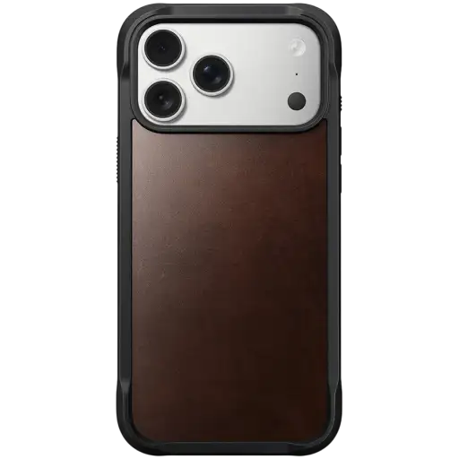 NOMAD Чехол Rugged Leather Horween с MagSafe Rustic Brown для iPhone 17 Pro Max