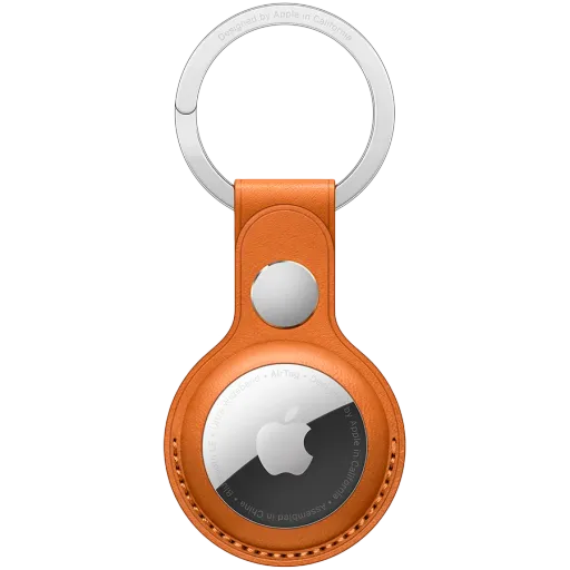 Apple LEATHER KEY RING-ZML, Gold/Brown
