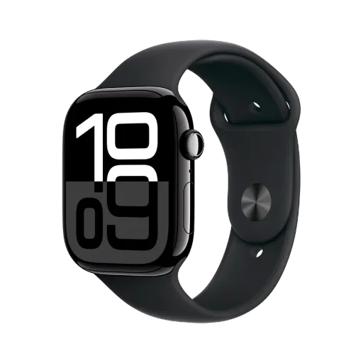 Apple Watch Series 10 GPS, Қара спорттық белдік, S/M, 46мм, Jet Black