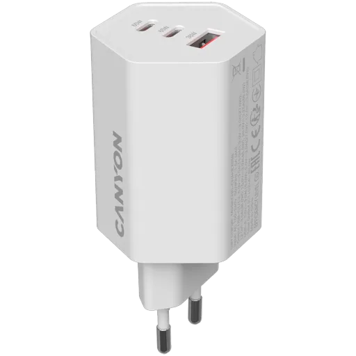 CANYON Адаптер питания Hexagon 65 3*USB/USB-C 2*USB Тип C, USB Тип A, 65 Вт