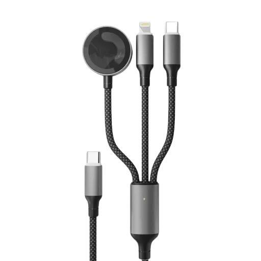 Дата-кабель "vlp" Dragon Cable 3 in 1 USB С - USB-C+Lightning+Watch, 1.2м, черный