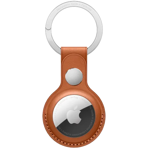 AirTag Leather Key Ring - Saddle Brown