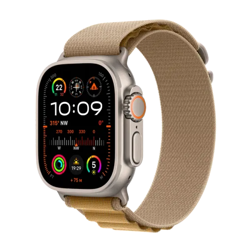 Apple Watch Ultra 2, 49mm, 2024, Alpine Loop "Tan", M, Natural Titanium