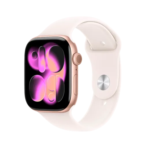 Apple Watch Series 11 GPS,  Светлый розовый спортивный ремешок, M/L, 46мм, Rose Gold Aluminium