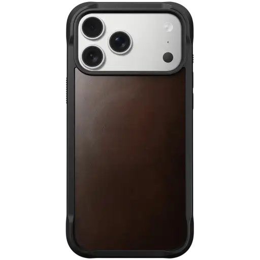 NOMAD Чехол Rugged Leather Horween с MagSafe Rustic Brown для iPhone 17 Pro