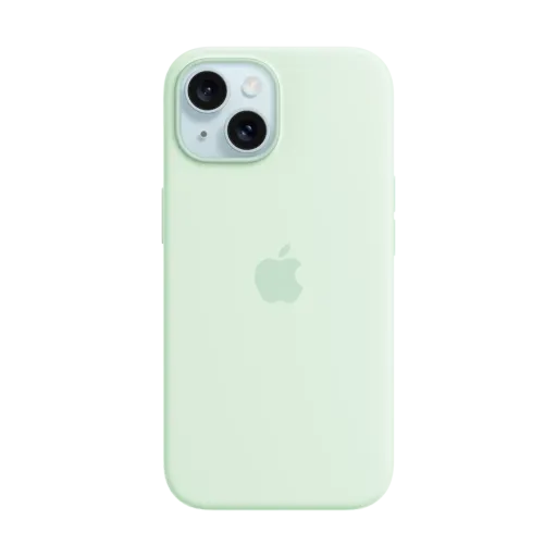 Silikon qoruyucu örtük Apple MagSafe ilə iPhone 15 üçün, Soft Mint