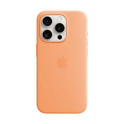 Silicone case Apple with MagSafe for iPhone 15 Pro, Orange Sorbet