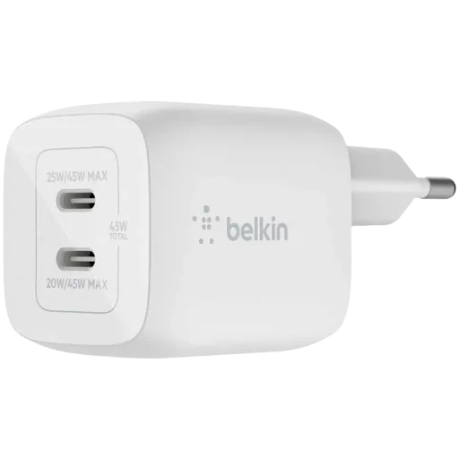 Power Adapter BELKIN 2*USB-C, 45 vatt