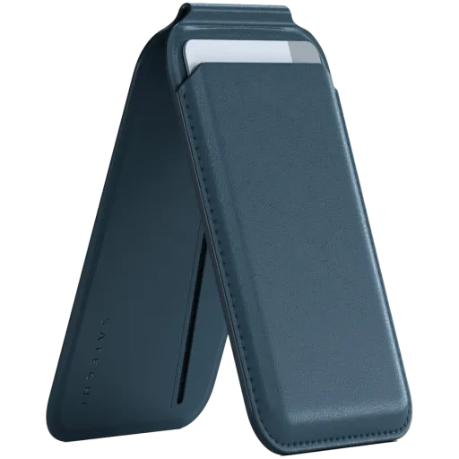 SATECHI Wallet Vegan-Leather Magnetic Wallet Stand  Dark Blue for iPhone