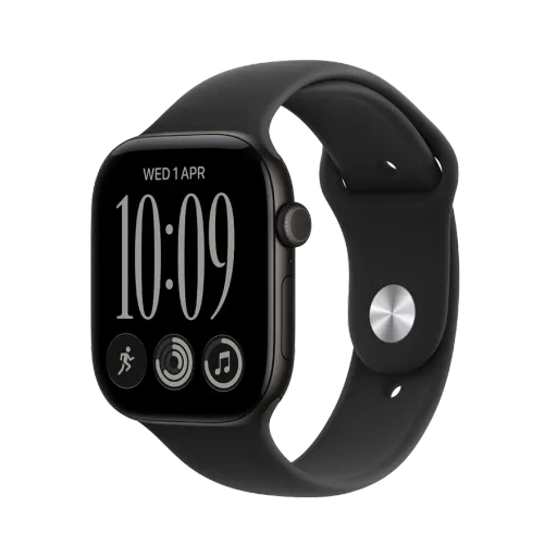 Apple Watch Series 12 GPS + Cellular,  Спортивний ремінець чорного кольору, M/L, 46mm, Чорний