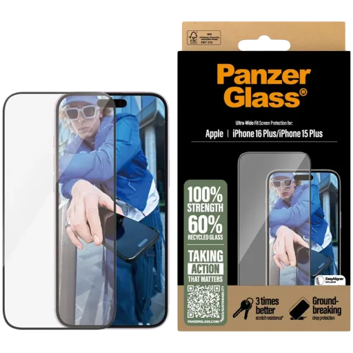 Захисне скло PanzerGlass для iPhone 16 Plus | 15 Plus | Ultra-Wide Fit