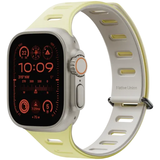 Kəmər NATIVE UNION Active Apple Watch üçün, 42/44/45/49 mm, Lemon/Sandstone