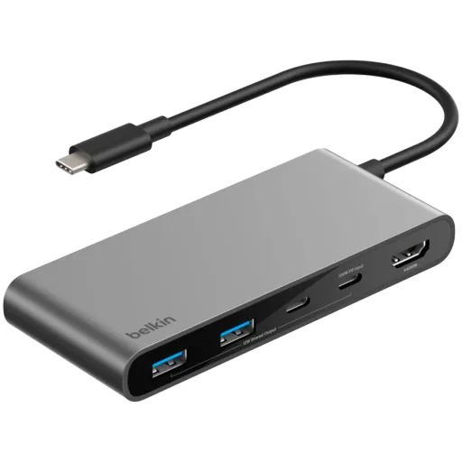 BELKIN 7-Port USB-C Hub with Dual USB-C Ports, Space Gray