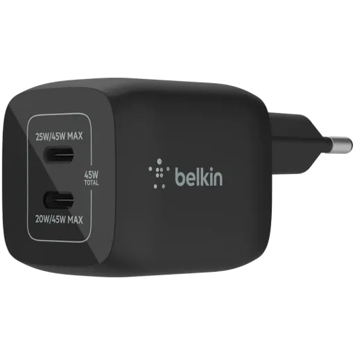 Power Adapter BELKIN 2*USB-C, 45 vatt