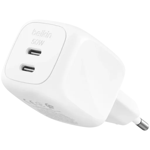 Power Adapter BELKIN 2*USB-C, 50 vatt