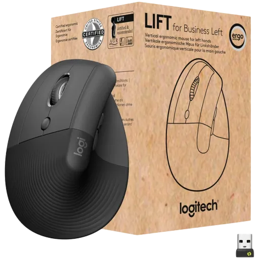 Мышь LOGITECH Lift Left Vertical Ergonomic Wireless/Bluetooth for Business Graphite (L910-006495)