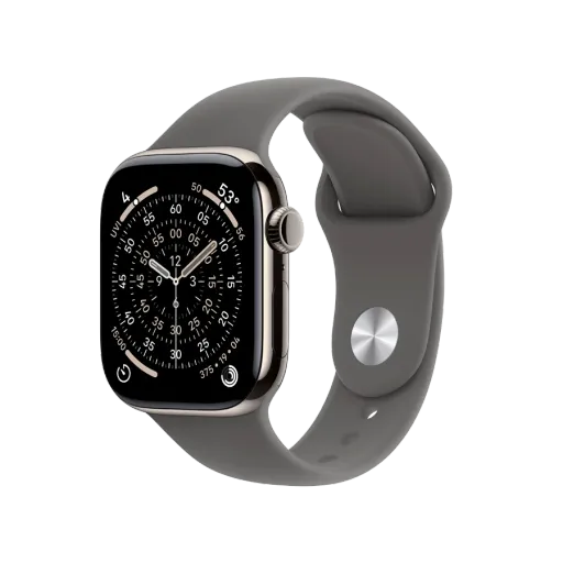 Apple Watch Series 11 GPS + Cellular,  Stone Grey Sport Band, S/M, 42mm, Natural Titanium