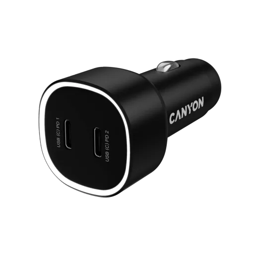 Автомобильный адаптер CANYON USB-C, 60 Вт, Чёрный