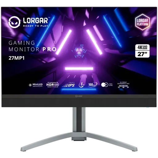 |РК|Монітор LCD LORGAR(27.0", 3840x2160, Fast IPS{[MiniLED][Compatible with AMD FreeSync Technology/G-Sync]}, 1 000 : 1, 1 000 000 : 1(DCR), 178/178, 1ms, DisplayPort/HDMI 2.1/USB (A)/USB (B)/USB (C)/Навушники, MM) Чорний/Молочно-сірий
