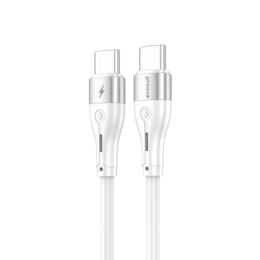 Кабель PROOVE Soft Silicone Type-C to Type-C 60W (1m) белый
