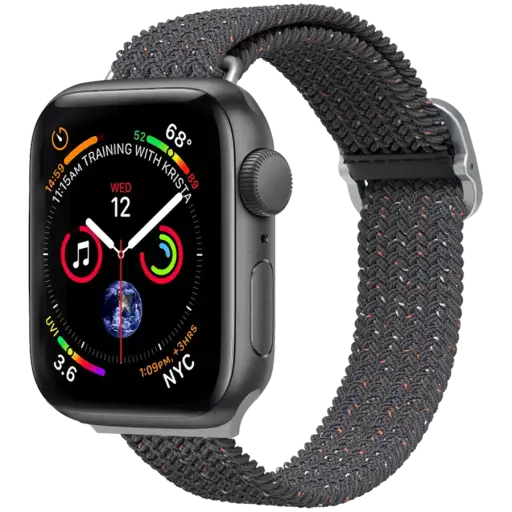 RHINOSHIELD Braided Strap Бауды ұзарту үшін Apple Watch 38/40/41 mm, Midnight Black