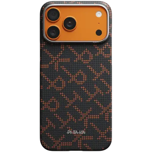 PITAKA Чохол Monogram with MagSafe Чорний/Помаранчевий для iPhone 17 Pro