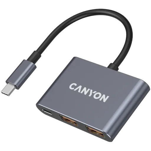 Многопортовый адаптер CANYON DS-3 USB, Тёмно-серый