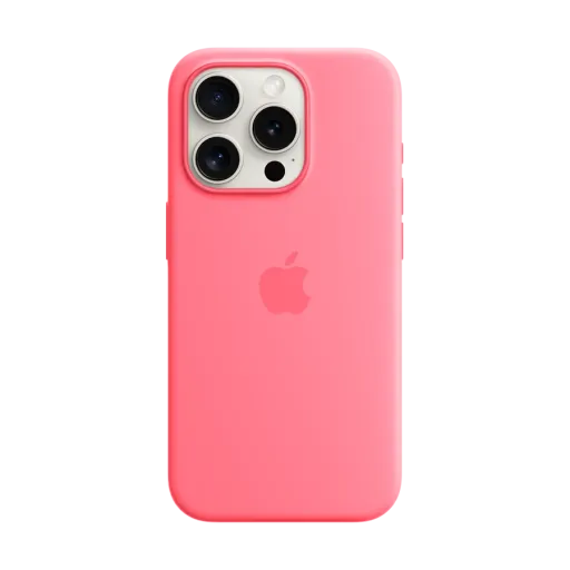 Silikon qoruyucu örtük Apple MagSafe ilə iPhone 15 Pro üçün, Çəhrayı