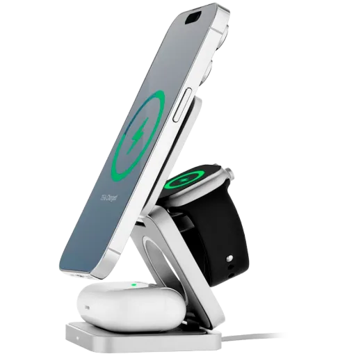 Беспроводное зарядное устройство UBEAR Balance 3in1, 25 Вт, Серебристый