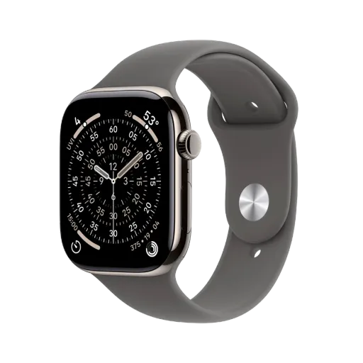 Apple Watch Series 11 GPS + Cellular,  Stone Grey Sport Band, M/L, 46mm, Natural Titanium