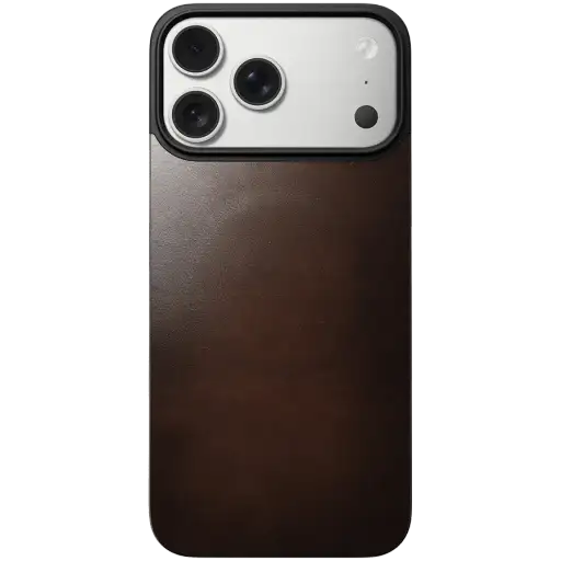 NOMAD Case Magnetic Leather Back Horween with MagSafe Rustic Brown for iPhone 17 Pro Max