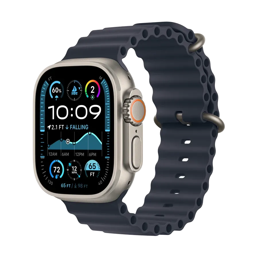 photo 2 - Apple Ocean Band - Natural Titanium Finish Band for Apple Watch 44/45/46/49 mm, Navy
