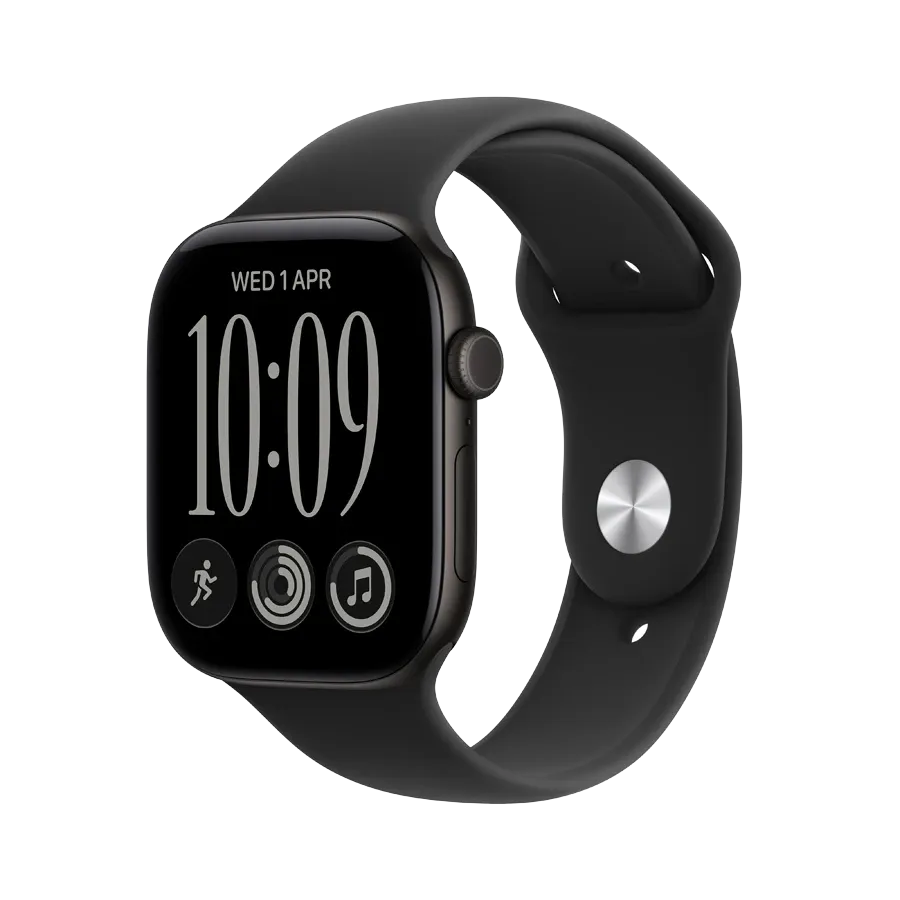 Apple Watch Series 12 GPS,  Черный спортивный ремешок, M/L, 42мм, Чёрный – photo