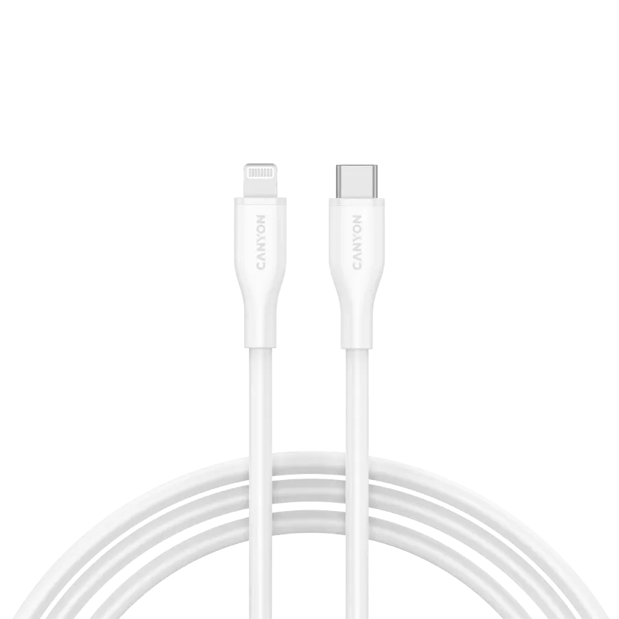 photo 1 - Кабель CANYON CLNM60 USB-C на Lightning, 1м, Белый