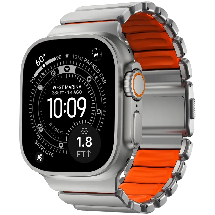 photo 1 - NOMAD Band Extension Stratos Band Natural Hardware/Ultra Orange за Apple Watch 44 mmApple Watch 45 mmApple Watch 46 mmApple Watch 49 mm 46/49 mm