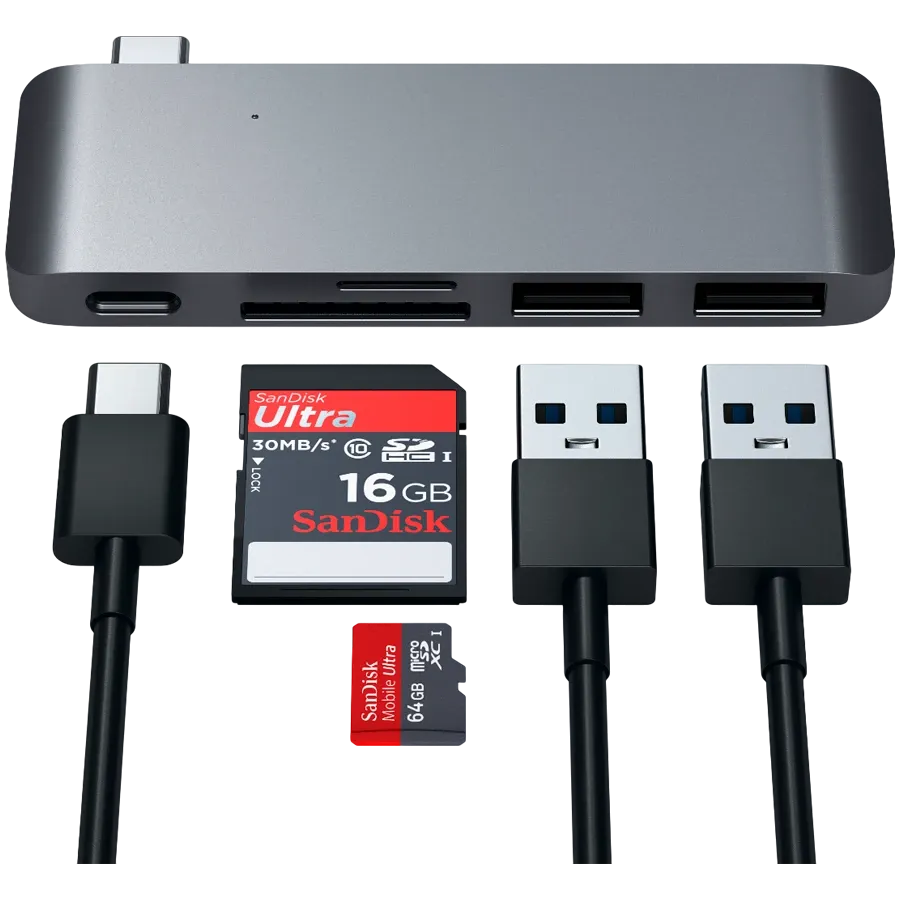 photo 4 - Адаптер Satechi Type-C USB 3.0 Passthrough Hub Space Gray