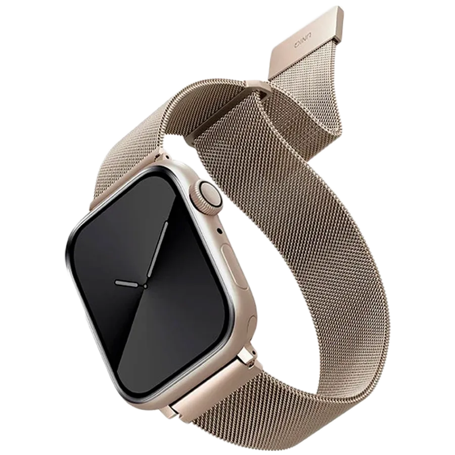 photo - UNIQ Dante Strap Mesh Steel for Apple Watch 45/44/42 Band for Apple Watch 42/44/45 mm, Starlight