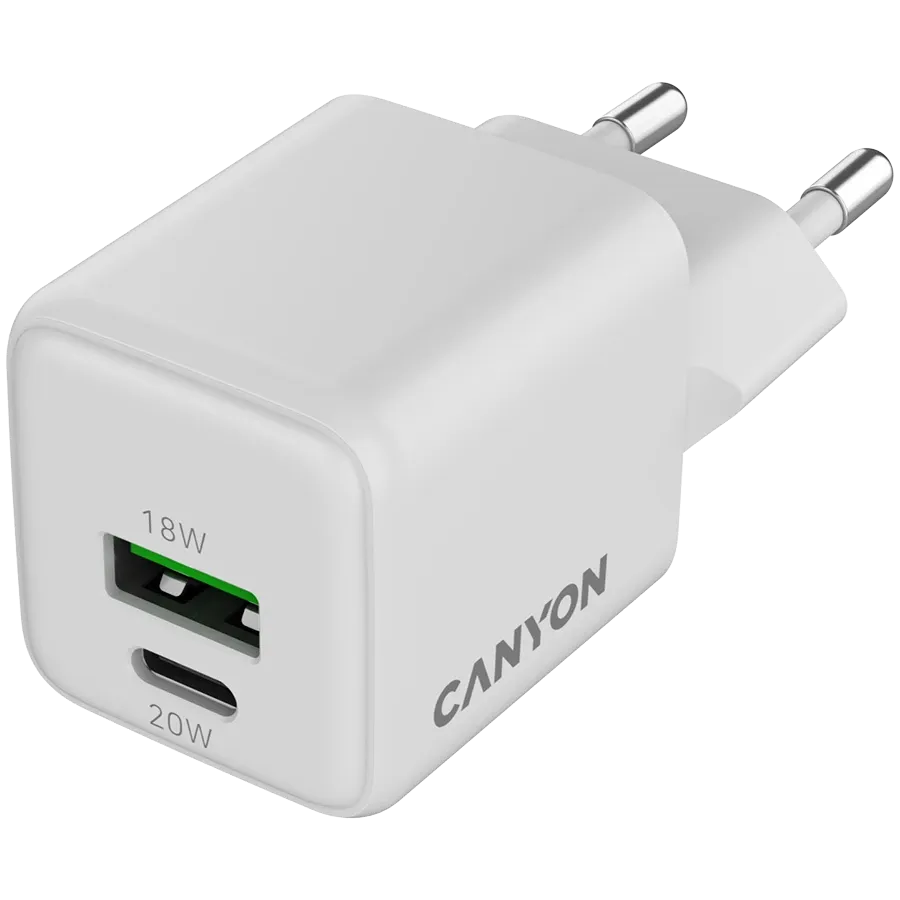 photo 2 - CANYON Адаптер живлення CU20AC 2*USB/USB-C USB Type C, USB Type-A, 20 Ват