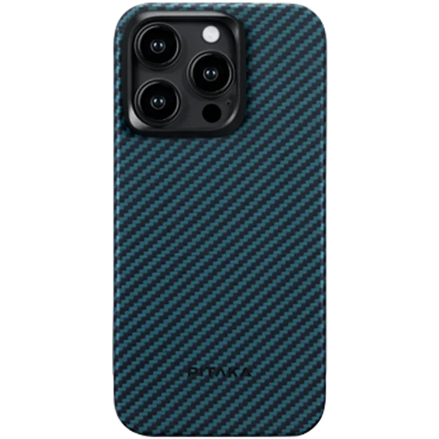 photo 1 - PITAKA Case MagEZ Case 4 with MagSafe Black/Blue Twill for iPhone 15 Pro