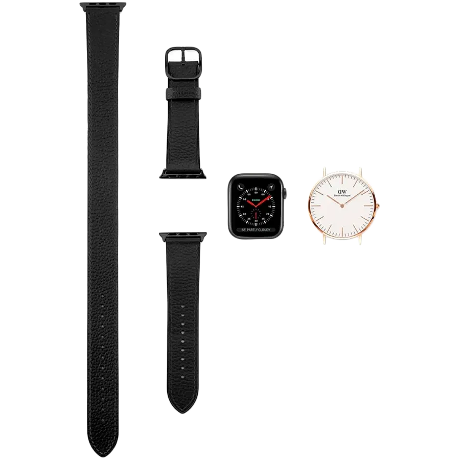photo 2 - CASETIFY 2-in-1 Italian Leather Watch Band Kit Band for Apple Watch 42/44/45/49 mm, Black