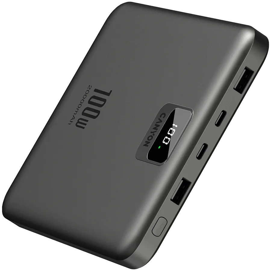 photo 3 - Портативное зарядное устройство CANYON, 20000 мА·ч, Тёмно-серый