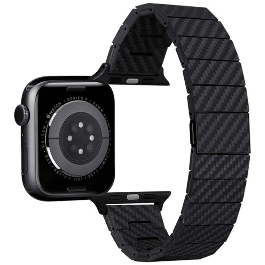 photo - Ремешок PITAKA Carbon Fiber для Apple Watch 44/45/49 mm, Современный черный/серый