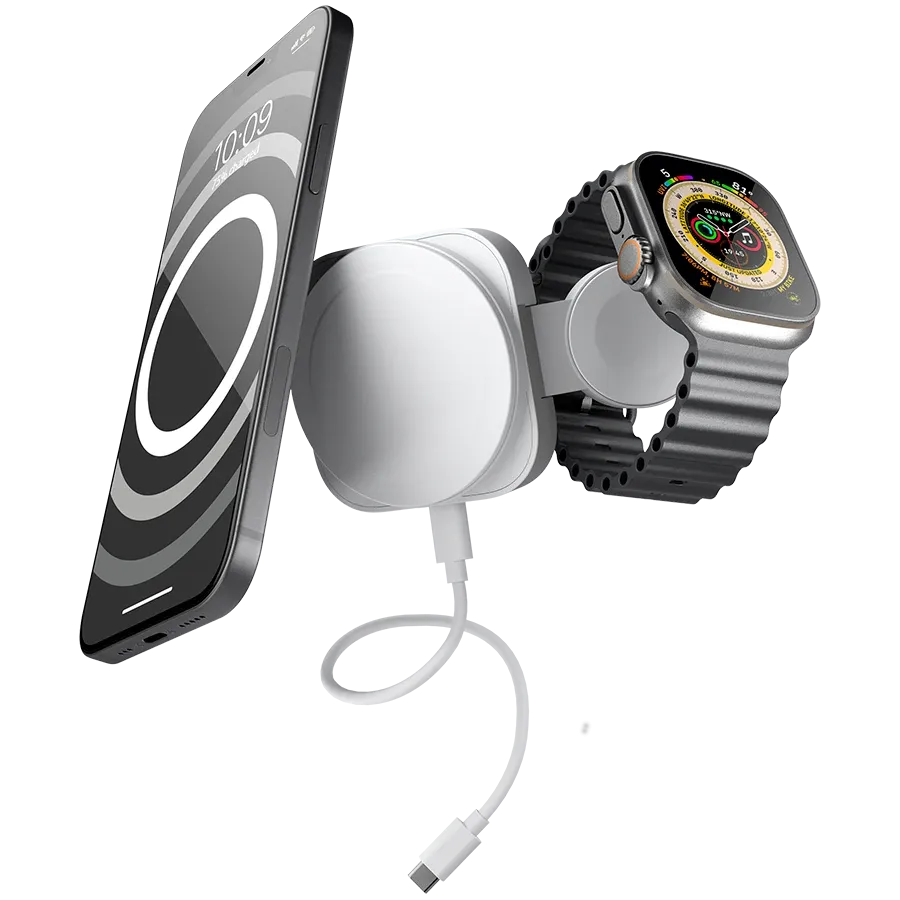 photo 4 - Дорожній зарядний пристрій ZENS 2в1 MagSafe+Watch Travel Charger, White (ZEDC24W/00)