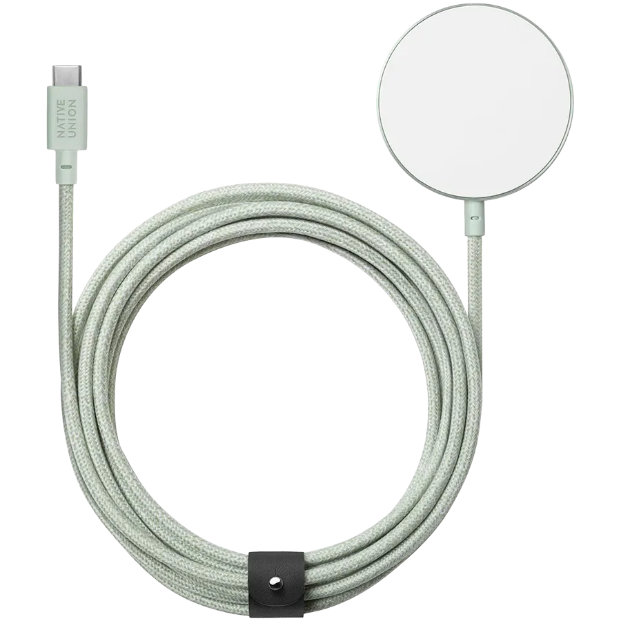 photo - NATIVE UNION Snap Wireless Charger to USB Type C MagSafe (3m), 15 W, Lighting Green