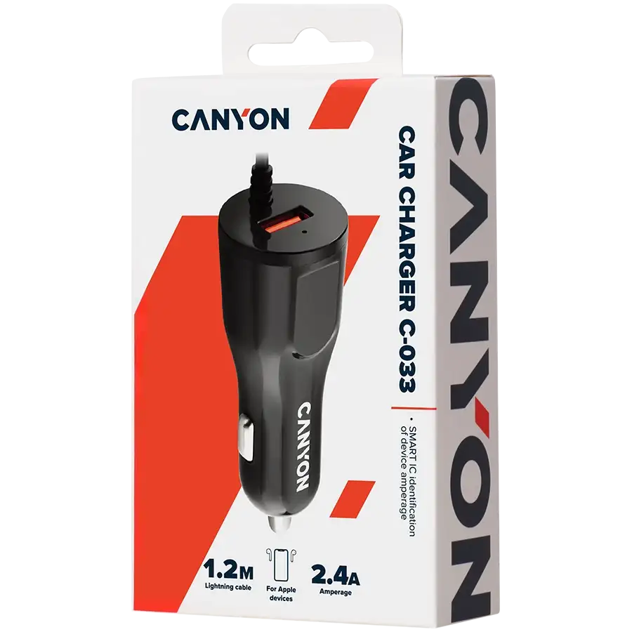 CANYON Автомобильный адаптер C-033 2*USB/Lightning – photo 3