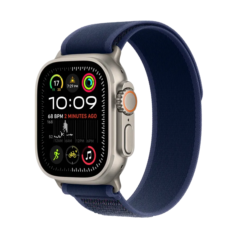 photo 2 - Apple 49mm Trail Loop - Natural Titanium Finish Band for Apple Watch 44/45/46/49 mm, Size S/M, Blue