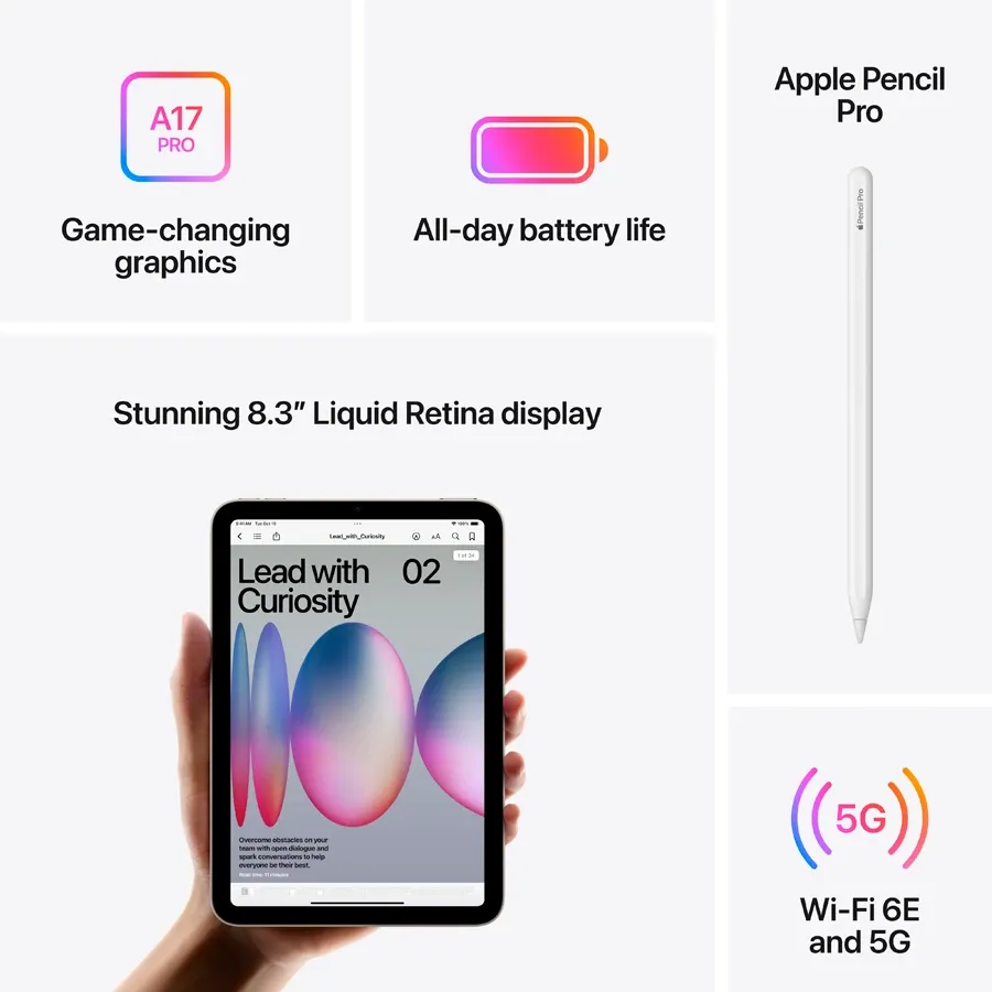 photo 6 - iPad mini (A17 Pro), 256 GB, Wi-Fi+4G, Starlight