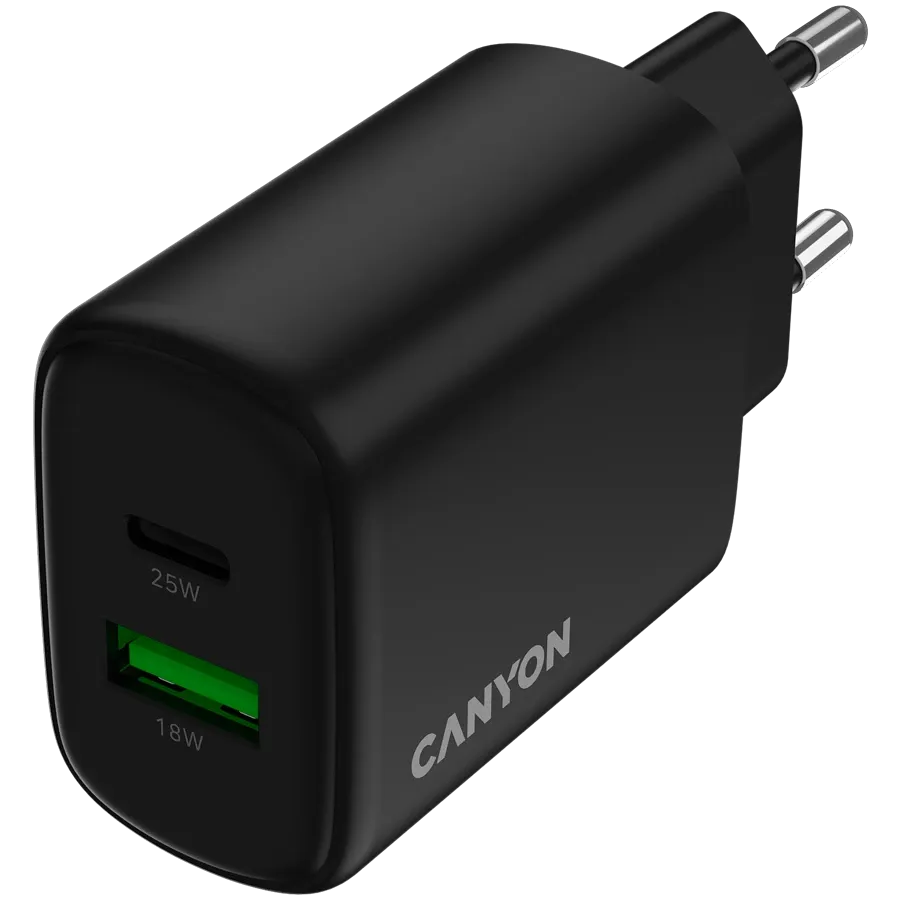 photo 4 - CANYON Адаптер живлення OnCharge 250 QC 2*USB/USB-C USB Тип C, USB Type-A, 25 Ват